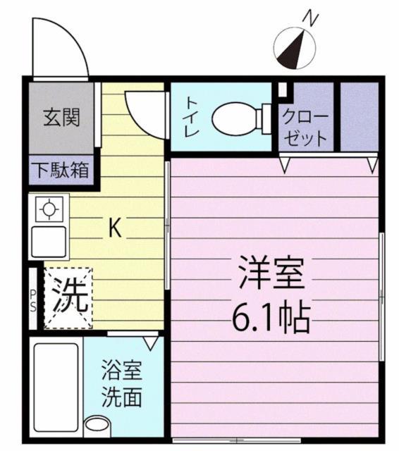 寿ハイツ(1K/1階)の間取り写真