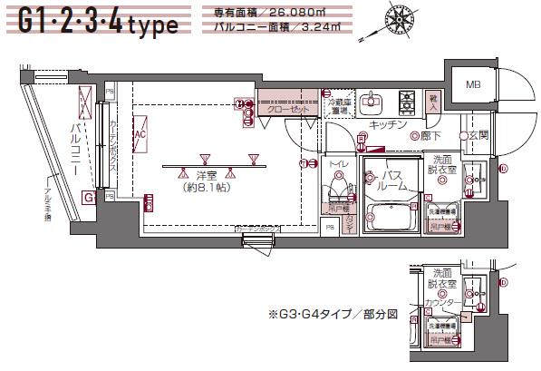 ZOOM白金高輪 9階階 間取り