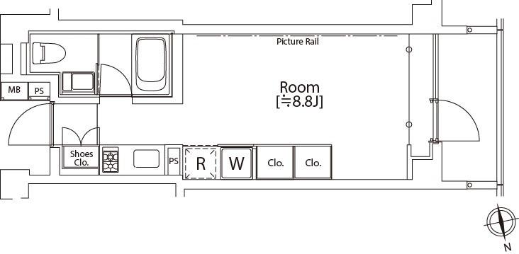 カスタリア市ヶ谷(ワンルーム/4階)の間取り写真