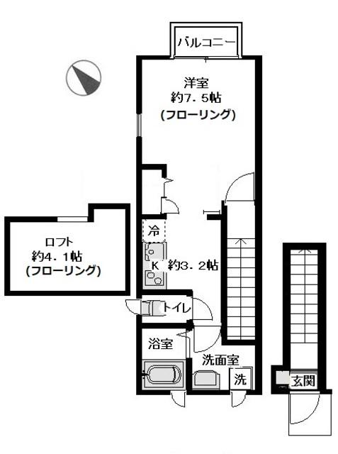 アンココ綱島台(1K/2階)の間取り写真