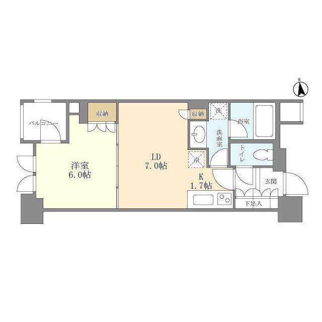 シティハウス東京新橋(1LDK/6階)の間取り写真