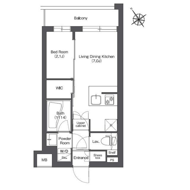 コンフォリア不動前(1DK/2階)の間取り写真