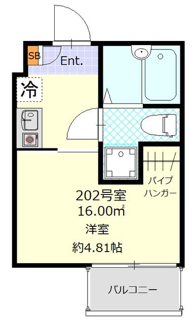 GLORY COURT (1K/2階)の間取り写真