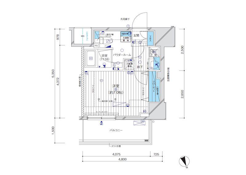メインステージ目黒Ⅲ(1K/8階)の間取り写真