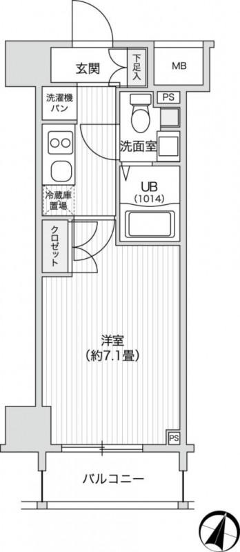 レジディア笹塚2(1K/6階)の間取り写真