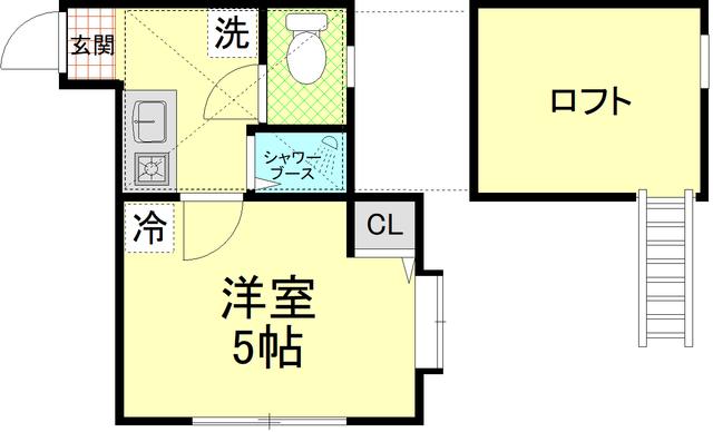 エアプレイス元住吉(ワンルーム/1階)の間取り写真