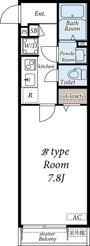 リブリ・リバーサイド・住川(1K/1階)の間取り写真
