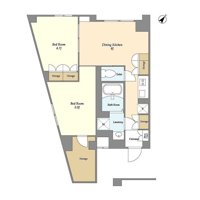 ジニア不動前(2DK/5階)の間取り写真