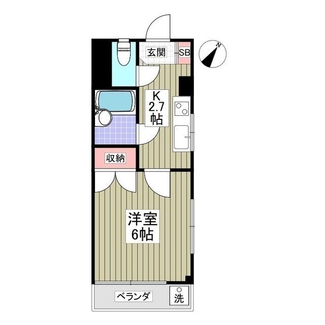 ヒルズ白楽Ⅰ(1K/3階)の間取り写真