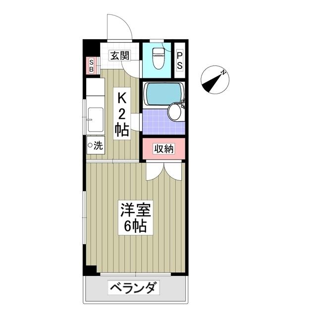 ヒルズ白楽Ⅰ(1K/2階)の間取り写真