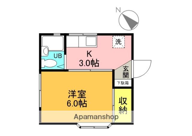サウスコーポ A棟(1K/2階)の間取り写真