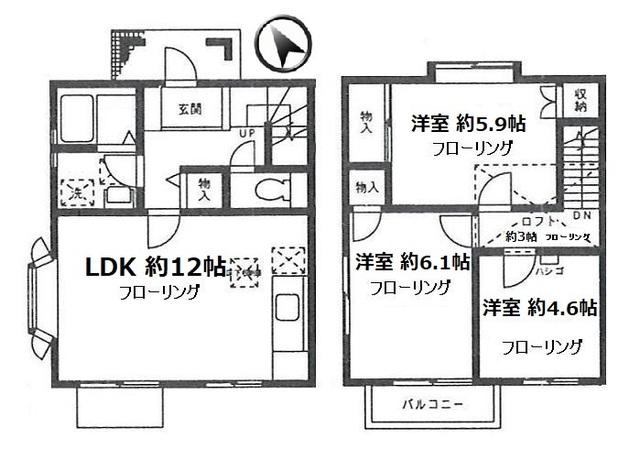 ソリアード片倉Ｂ棟(3LDK)の間取り写真