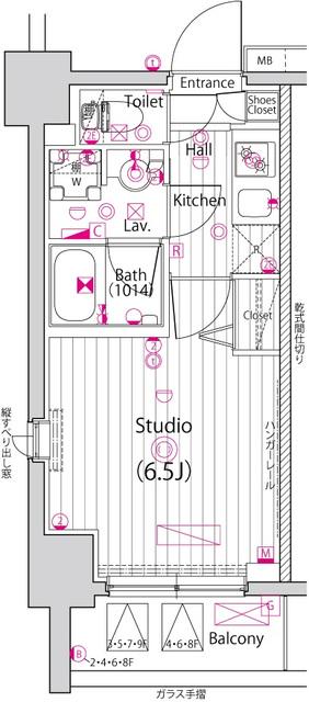 ガーラ・シティ横浜反町(1K/2階)の間取り写真