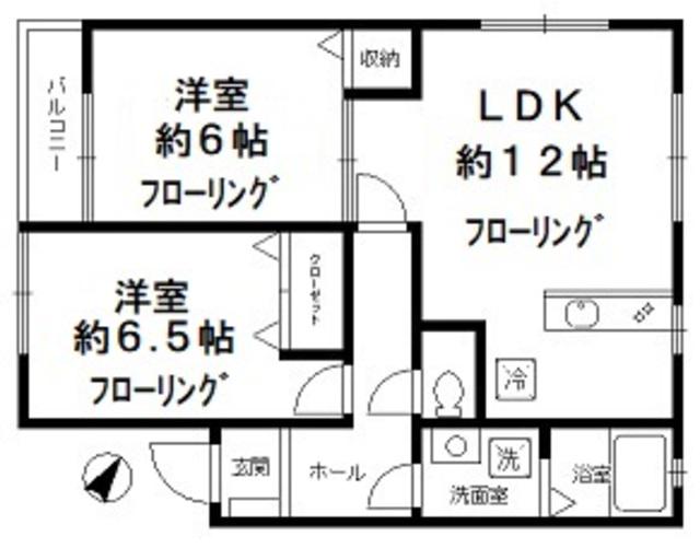 コーポワセダ(2LDK/1階)の間取り写真