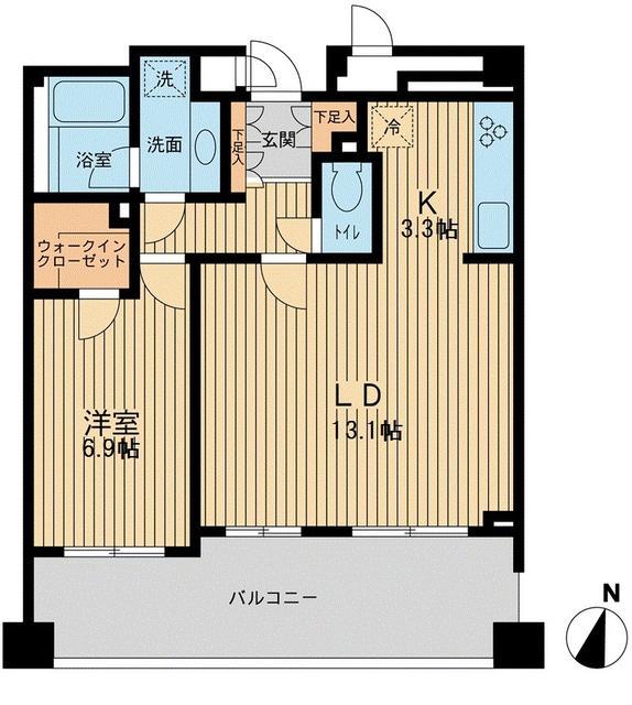 アーデン駒沢パークフロント(1LDK/4階)の間取り写真