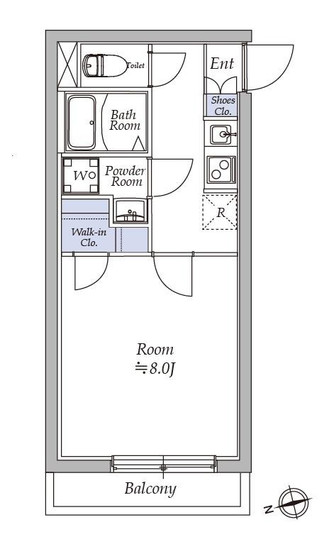 アトリオフラッツ奥沢(1K/2階)の間取り写真