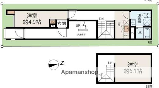 DOMANI目黒本町(1LDK/1階)の間取り写真