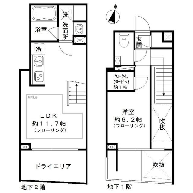 IPSE代々木上原DLX(1LDK/B1階)の間取り写真