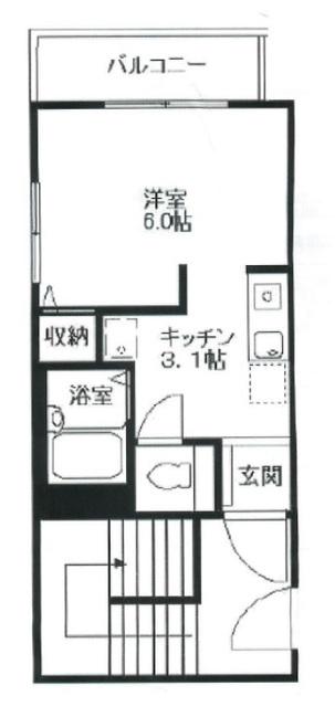 テル代官山(1K/2階)の間取り写真