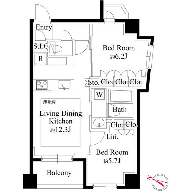 343レジデンス目黒Ⅰ(2LDK/3階)の間取り写真