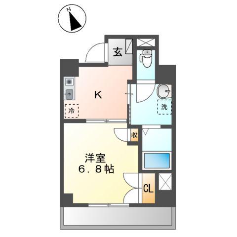 サンパレス(1K/6階)の間取り写真