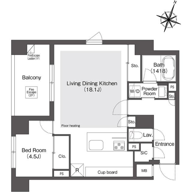スタイリオ目黒大橋HILLSIDE(1LDK/1階)の間取り写真