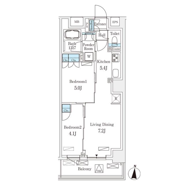 フロンティアレジデンス錦糸公園(2LDK/6階)の間取り写真