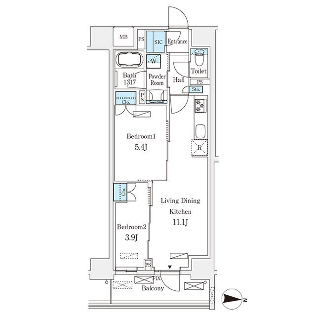 フロンティアレジデンス錦糸公園(2LDK/6階)の間取り写真