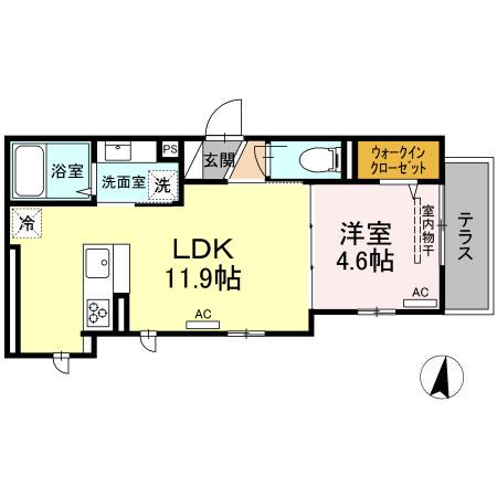 アンジュール高松(1LDK/1階)の間取り写真