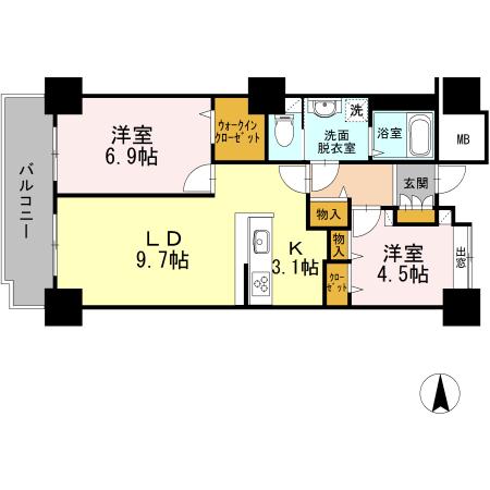品川シーサイドビュータワー1(2LDK/26階)の間取り写真