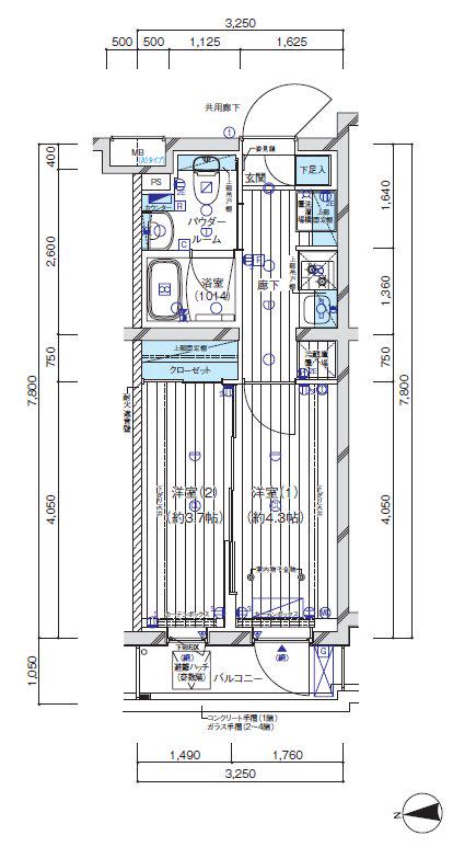 メインステージ大森(2K/1階)の間取り写真