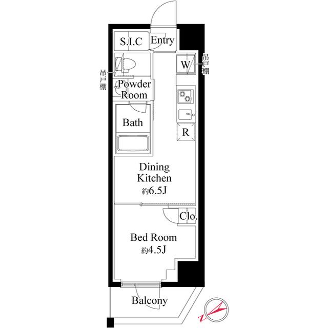 ハーモニーレジデンス新宿(1DK/9階)の間取り写真