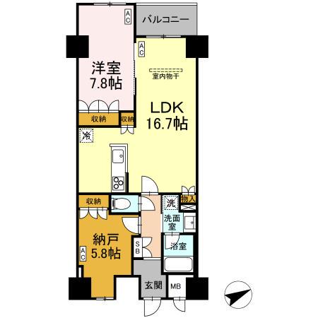 サンジョイアゼロ(1LDK/1階)の間取り写真