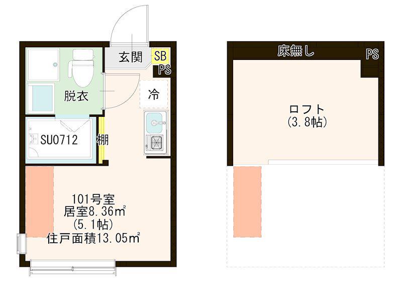 ハーモニーテラス関町Ⅱ(ワンルーム/1階)の間取り写真
