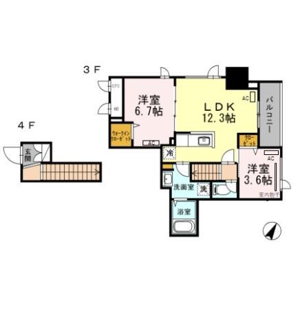 セルティスコート(2LDK/4階)の間取り写真
