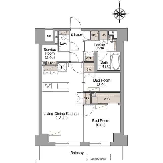 ヴェール・クレール武蔵小杉(2SLDK/3階)の間取り写真