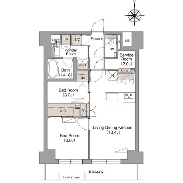 ヴェール・クレール武蔵小杉(2SLDK/3階)の間取り写真
