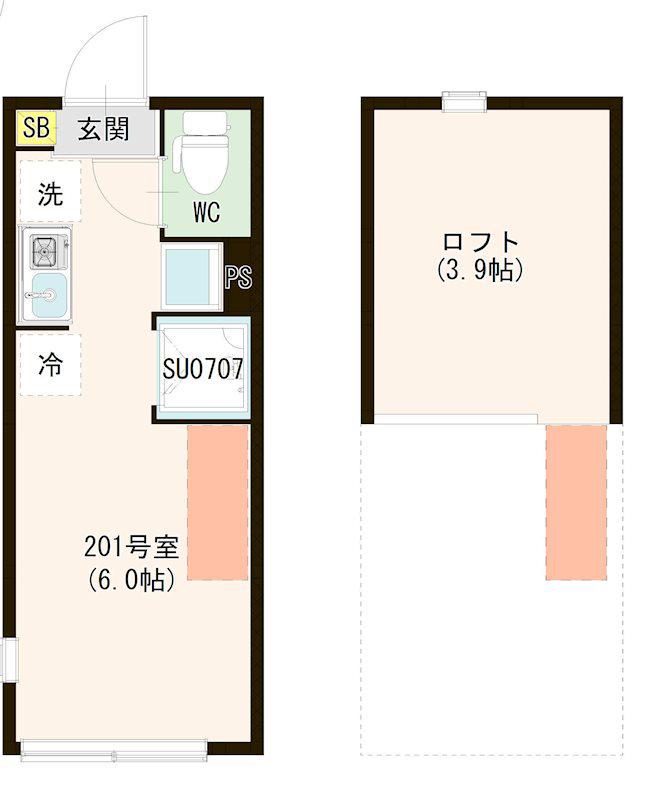 STELLA(ワンルーム/2階)の間取り写真