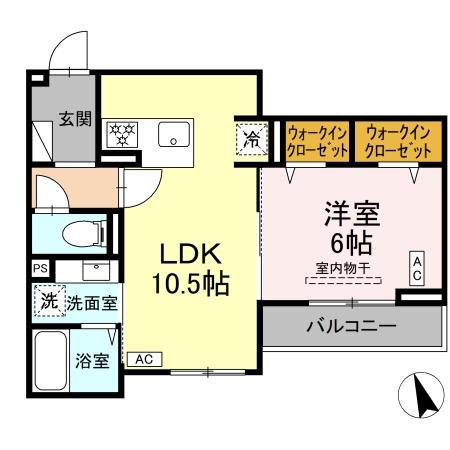 シェーンブルーメ横浜(1LDK/3階)の間取り写真