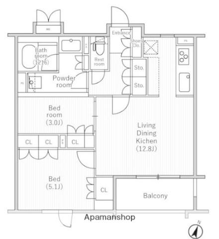 NIDO SAKURAGAOKA(2LDK/2階)の間取り写真