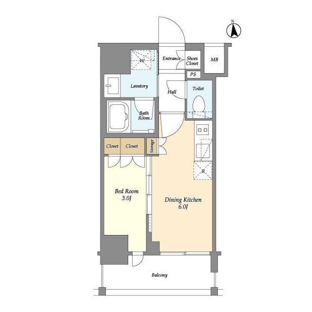 シーズンフラッツ大森北(1DK/10階)の間取り写真