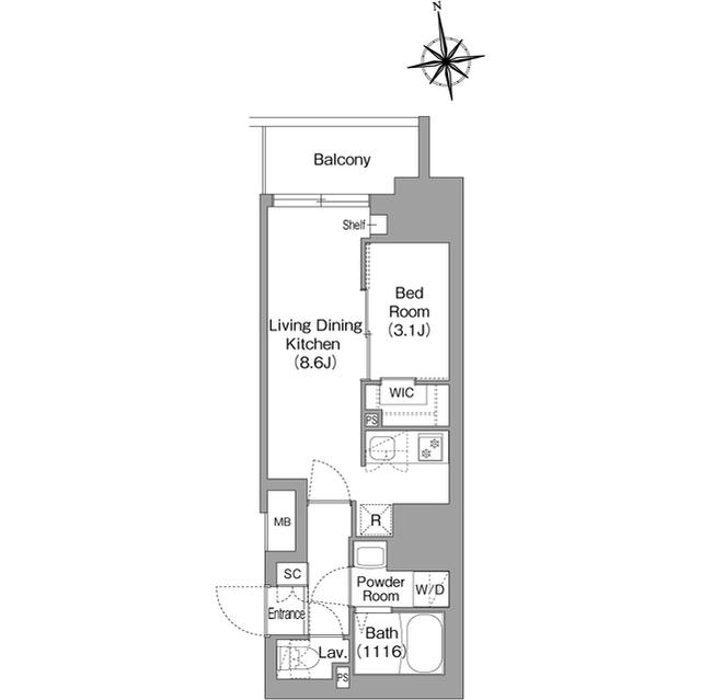 コンフォリア・リヴ北新宿(1LDK/3階)の間取り写真