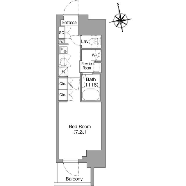 コンフォリア・リヴ北新宿(1K/4階)の間取り写真