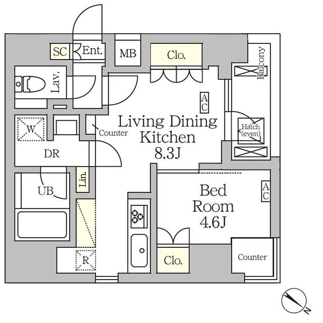 アジールコート松濤(1LDK/10階)の間取り写真