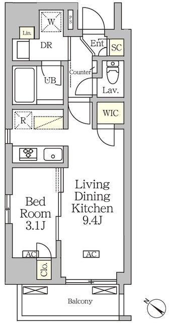 アジールコート松濤(1LDK/8階)の間取り写真
