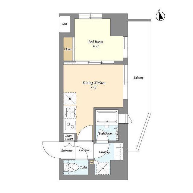 AIFLAT品川戸越パークサイド(1DK/4階)の間取り写真