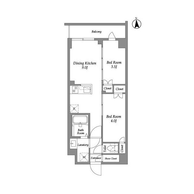 ザ・グラヴィティ新宿(2DK/3階)の間取り写真