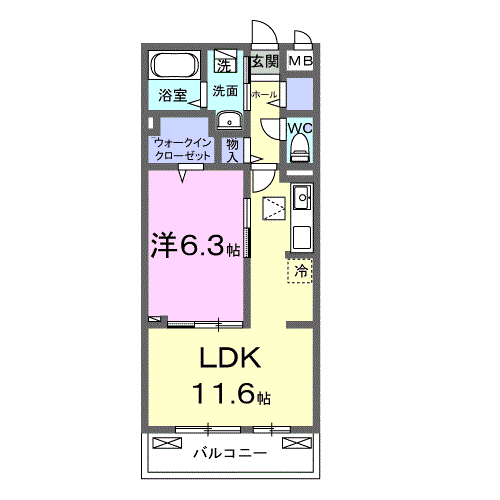 グランツ ヴァルト(1LDK/1階)の間取り写真