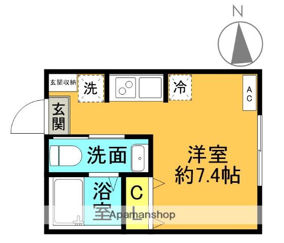 VENUS RESIDENCE 三ツ沢上町(ワンルーム/2階)の間取り写真