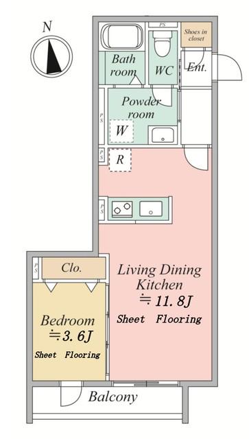 MOCXION KYODO(1LDK/1階)の間取り写真